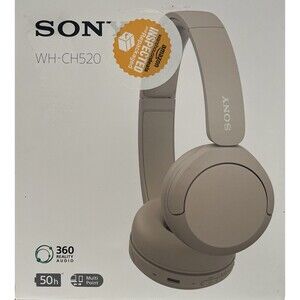 Sony Wireless Headphones Microphone Over Ear Beige Inspected WH-CH520 New